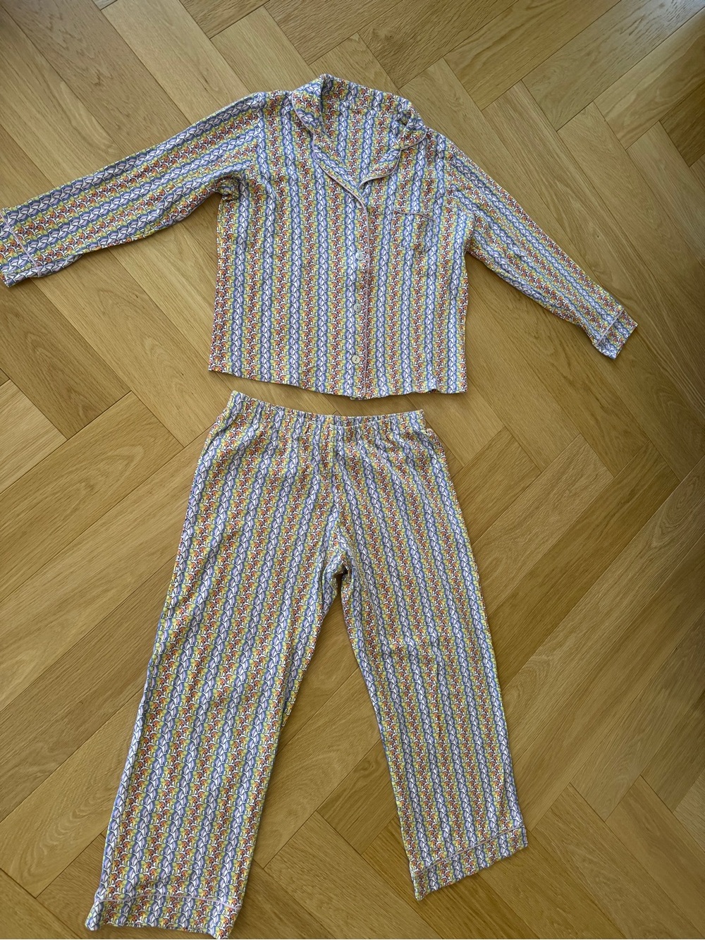 Roller Rabbit Striped Pajama Set — White, Yellow, Pink, Blue